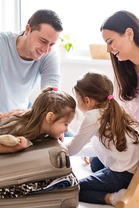 A family preparing to go on holiday