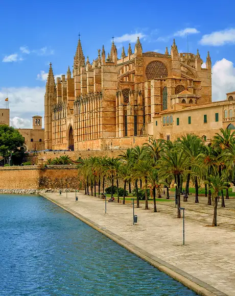 An image showing the La Seu Cathedral in Palma De Mallorca, Spain