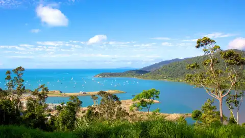 A Landscape view of Airlie Beach in Australia