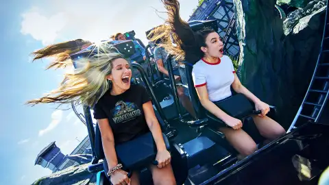People riding the VelociCoaster in Universal Orlando