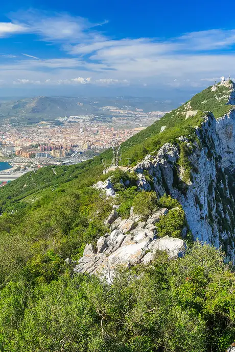 A View of the Gibraltar Rock and surrounding cities in Gibraltar