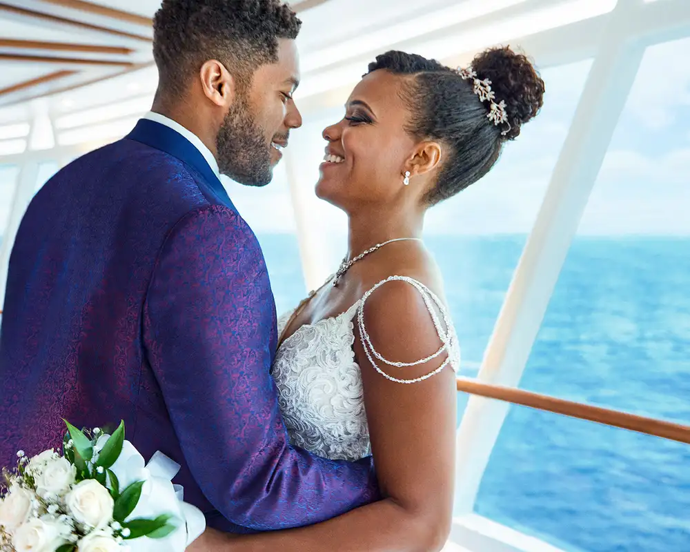 A Couple getting married on a Princess Cruise Ship