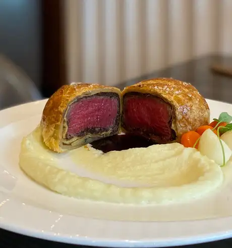 A Beef Wellington served at Hells Kitchen in Las Vegas