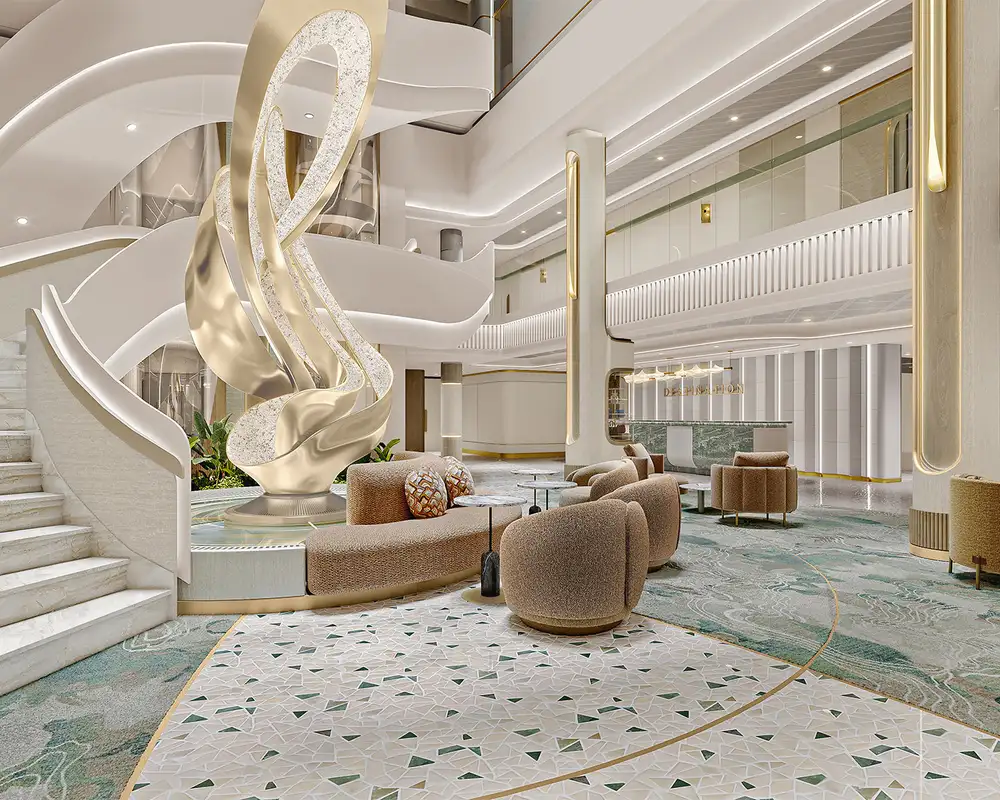 A View of the Atrium in the Oceania Sonata