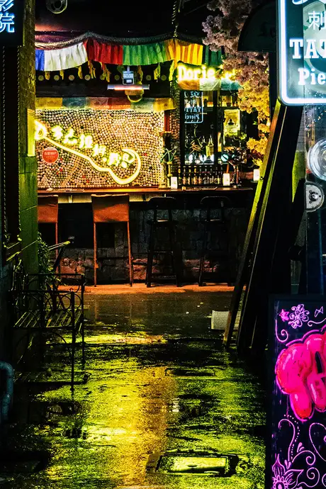 An Alley in Tianzifang, Shanghai at night