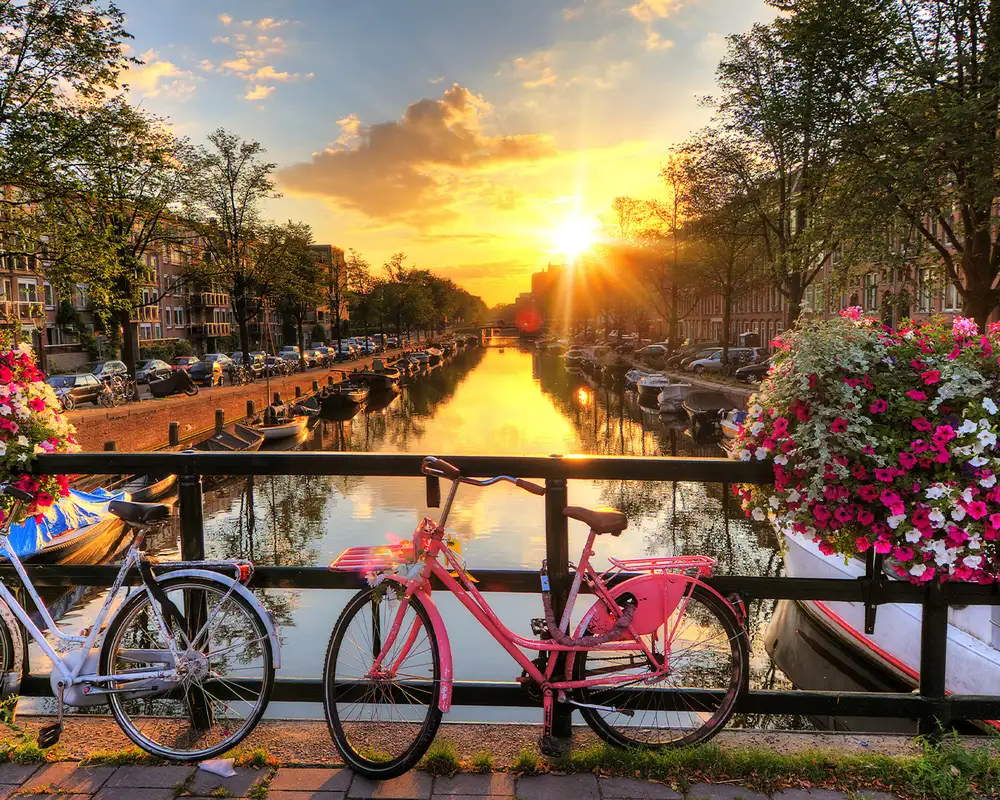 A view of a river from a bridge in Amsterdam