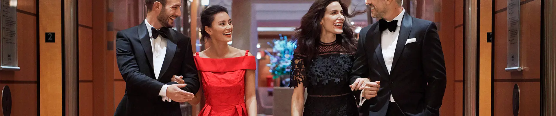 People going to a party on a Cunard Ship