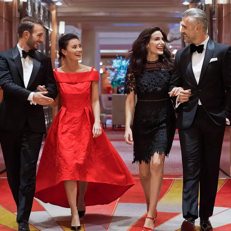 People going to a party on a Cunard Ship