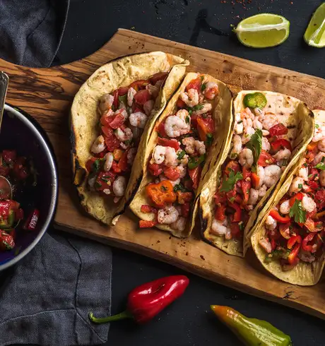 A few seafood tacos