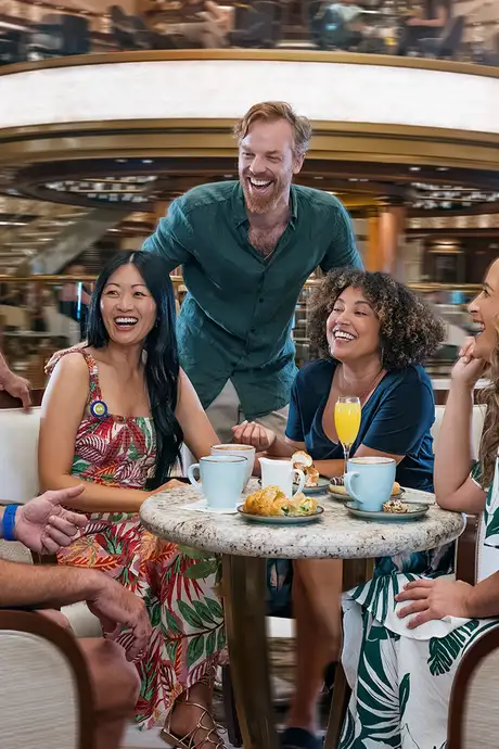 A group of friends enjoying a meal onboard a Princess Cruise Ship