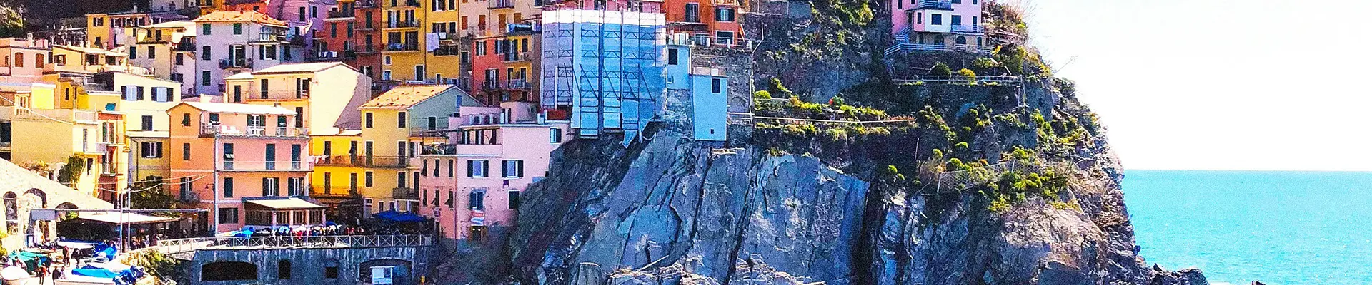 A view of multi coloured houses in the Western Mediterranean