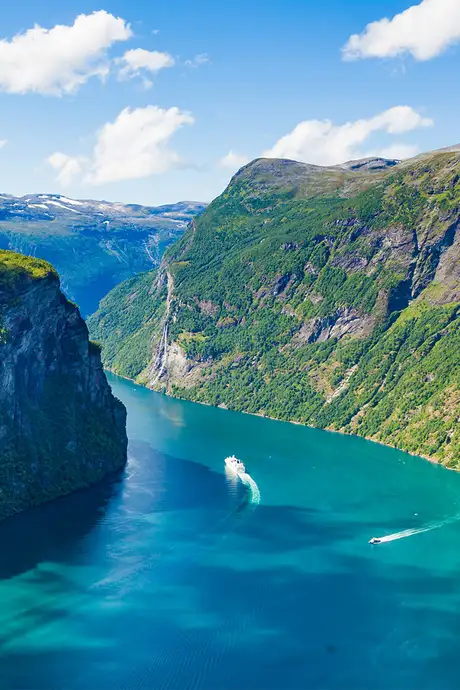 A View of Geirangerfjord in Hellesylt, Norway