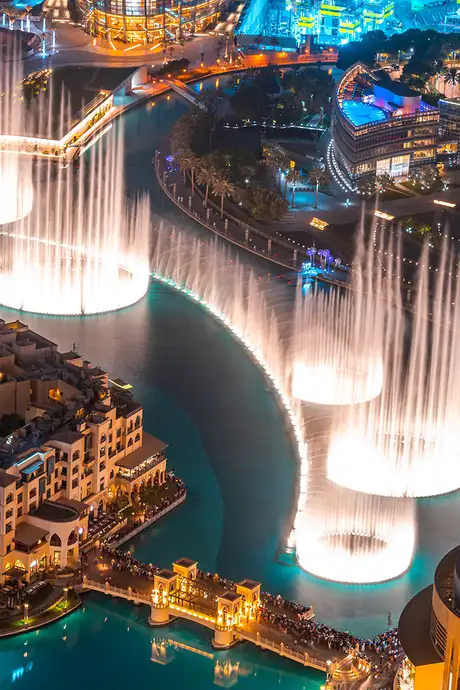 An Aerial view of Dubai at night