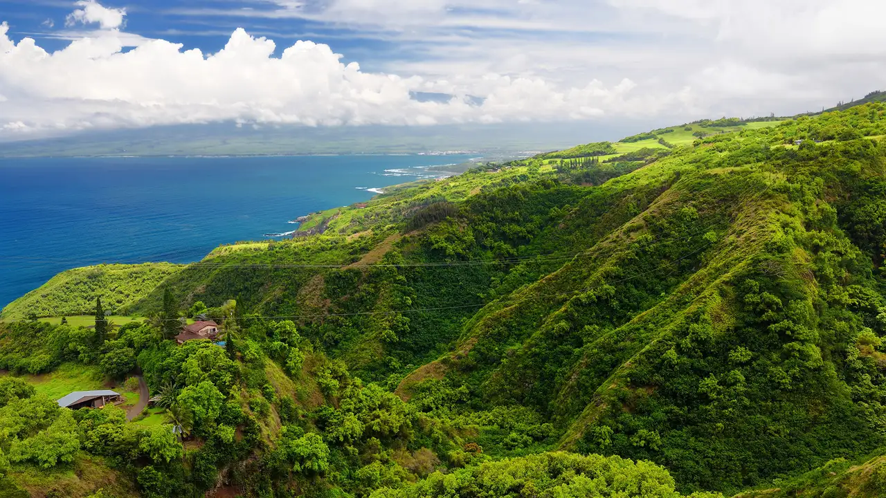 An Aerial image of a nature trail in Maui, Hawaii