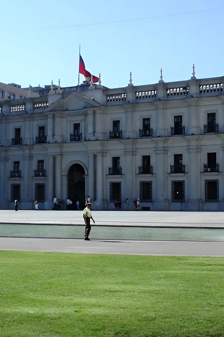 A view of La Moneda Palace in Santiago, Chile