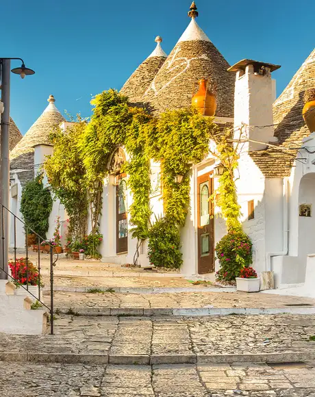 A view of the streets of Alberobello, Italy