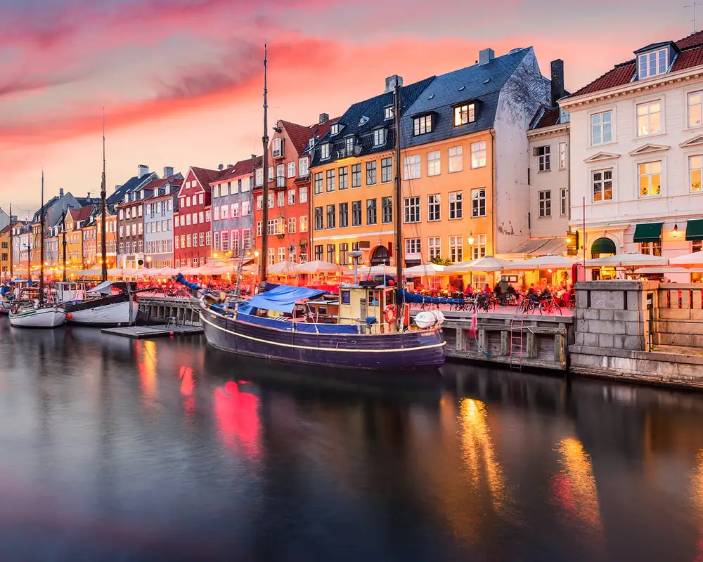 A view of the Copenhagen canals and the surrounding buildings