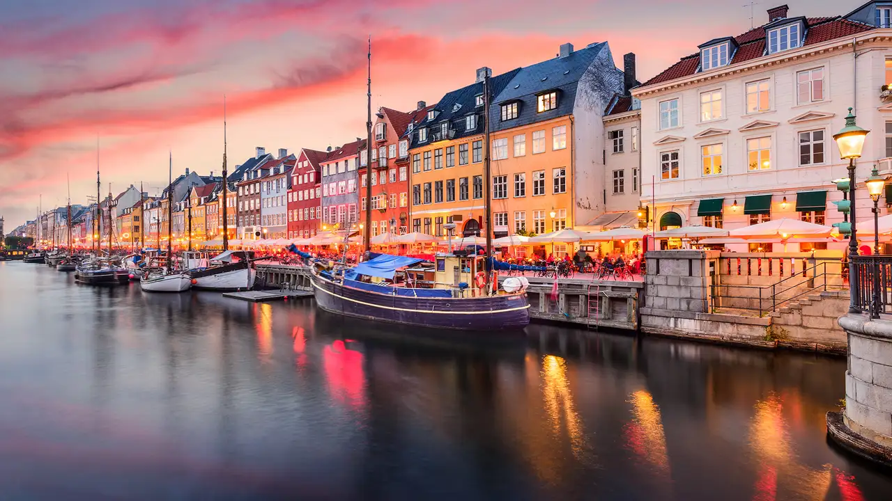 A view of the Copenhagen canals and the surrounding buildings