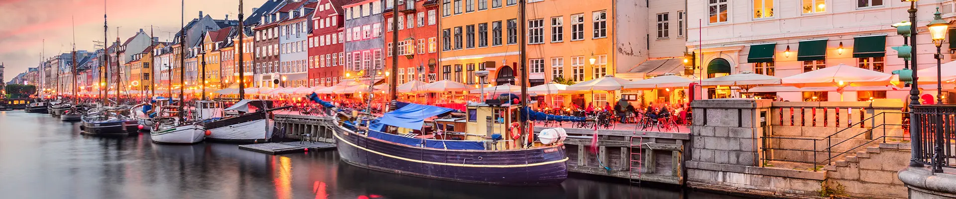 A view of the Copenhagen canals and the surrounding buildings