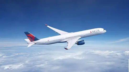 A Delta Airlines Plane in the Sky