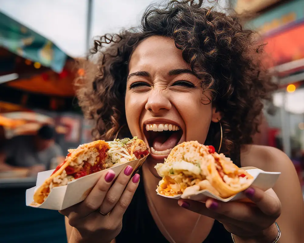 A Woman Eating food