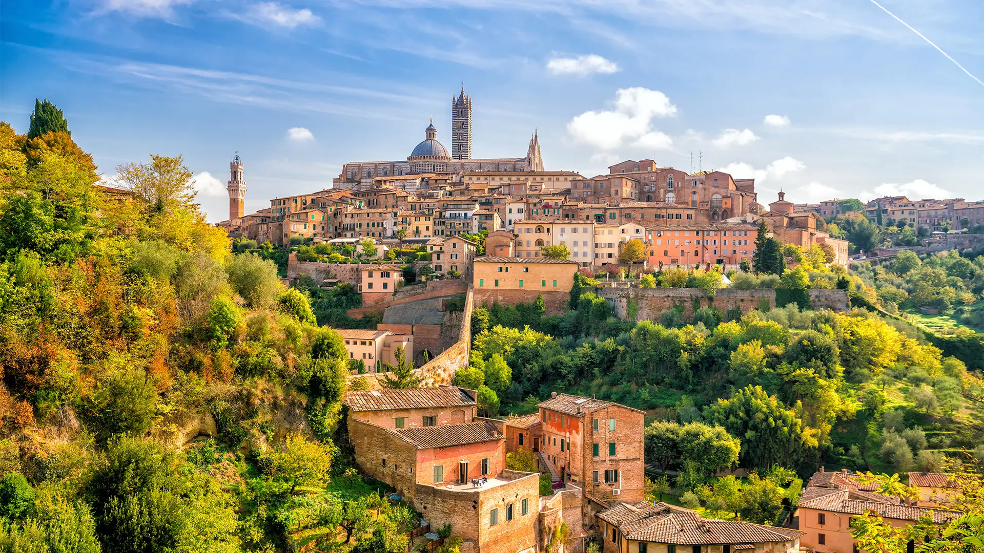 A View of a Town Skyline in Siena, Tuscany, Italy