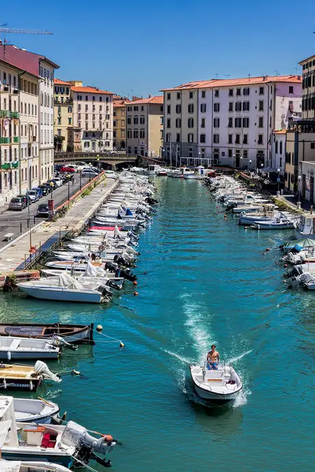 A View of a Waterway in Livorno, Italy