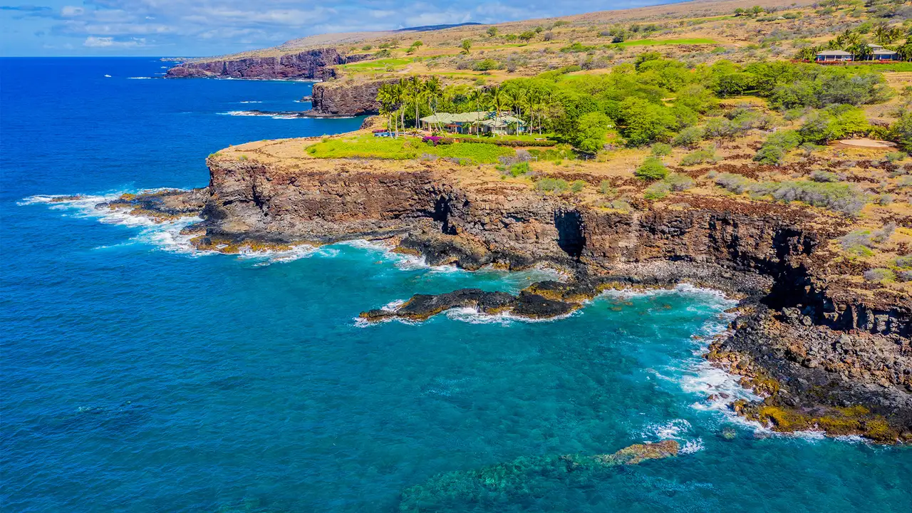 A coastal golf course in Lanai, Hawaii