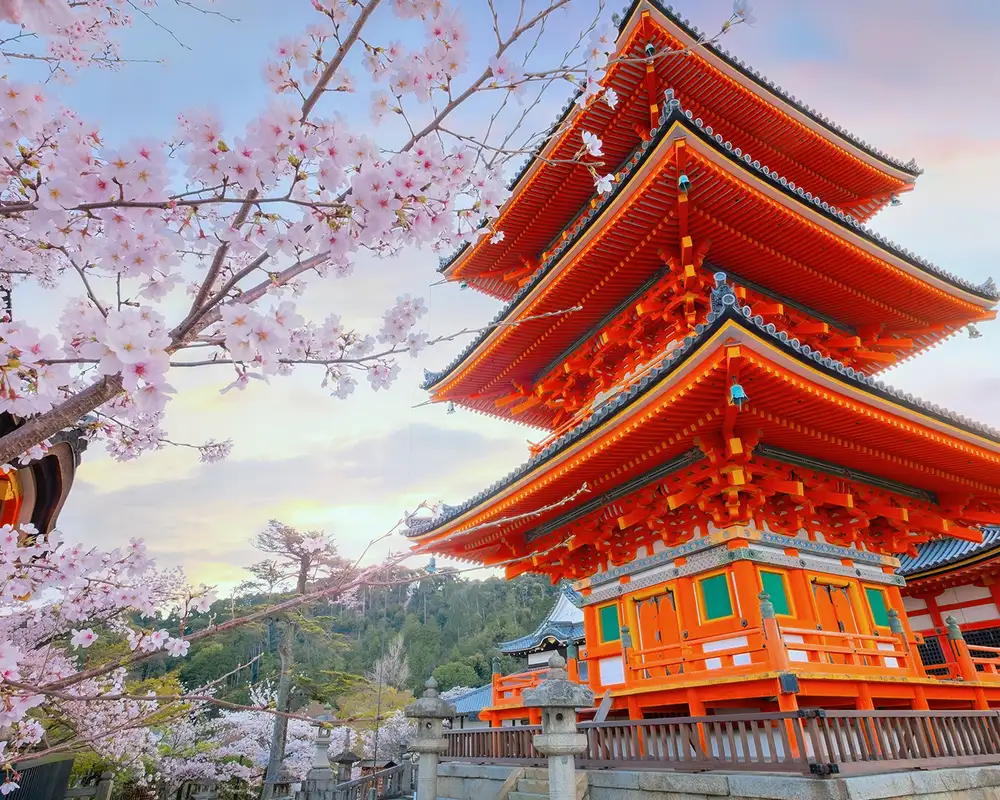 A view of Kiyomizu-dera in Kyoto, Japan