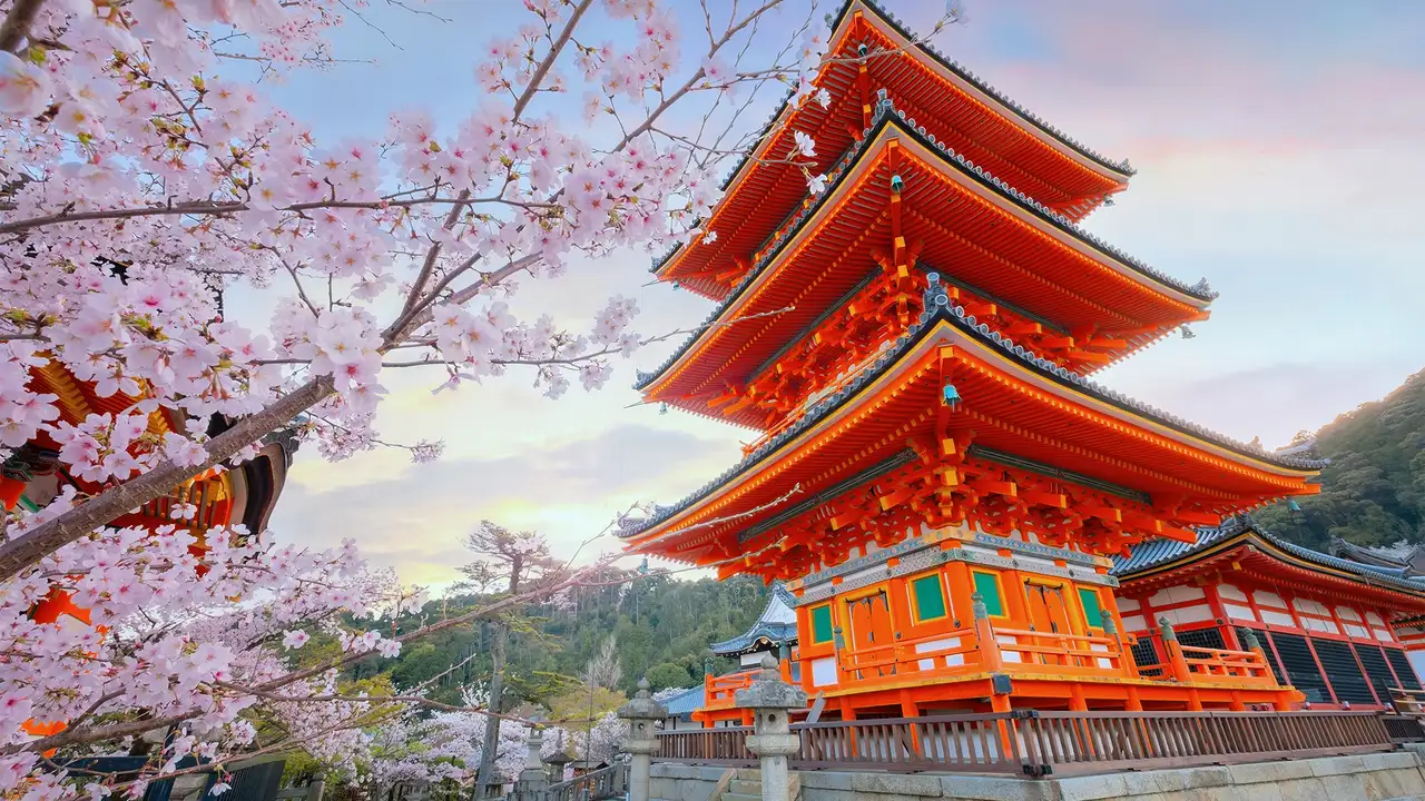 A view of Kiyomizu-dera in Kyoto, Japan