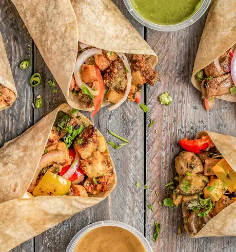 A number of Wraps and Sauces