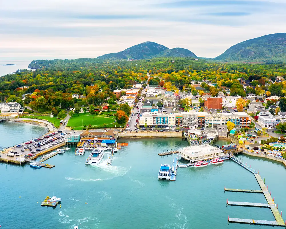 An Aerial View of Bar Harbor, Maine