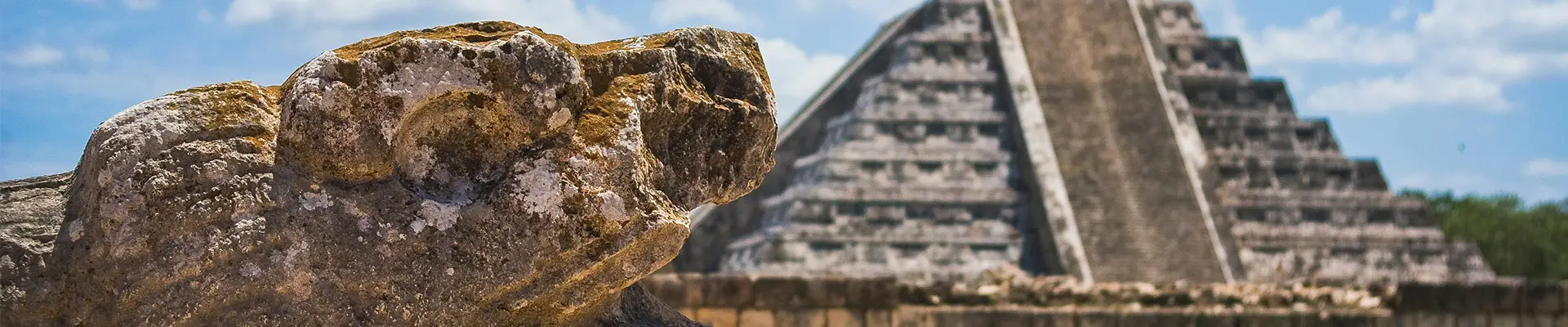 An image of a Turtle statue in front of an old Aztec temple in Mexico