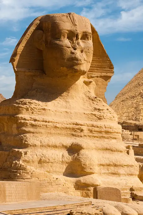 An Image of the Sphinx and a Pyramid in Egypt