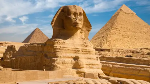 An Image of the Sphinx and a Pyramid in Egypt