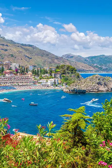 A View of Taormina Bay in Messina, Italy