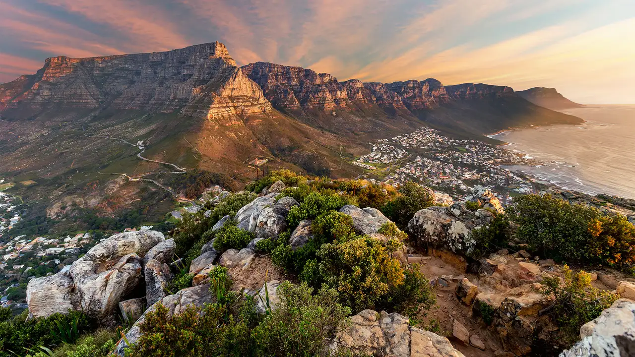 An image of the sun setting over South Africa
