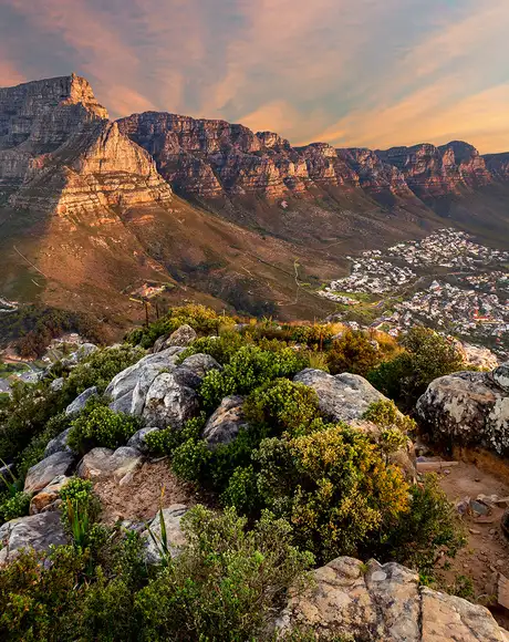 An image of the sun setting over South Africa