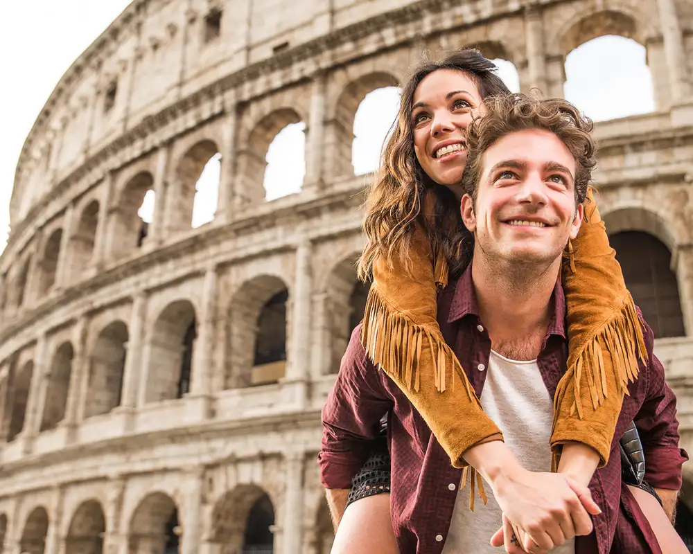 A Couple outside of the Roman Colloseum