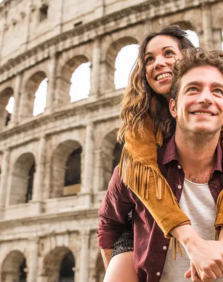 A Couple outside of the Roman Colloseum