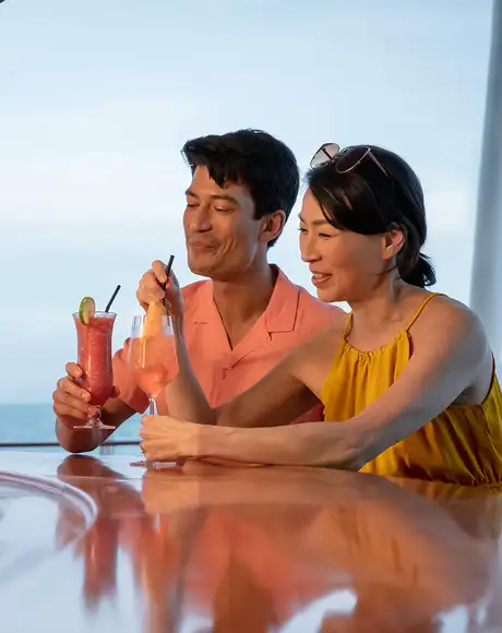 A Couple enjoying drinks on a P&O Ship