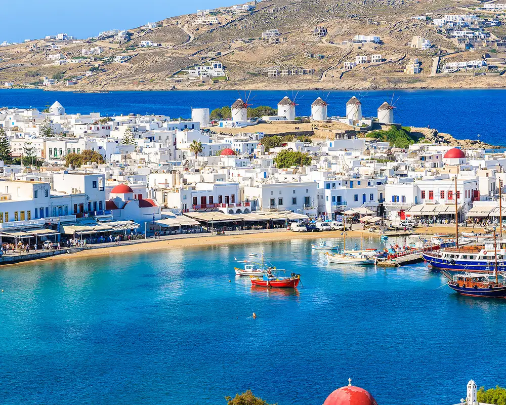 An Aerial View of the coast of Mykonos
