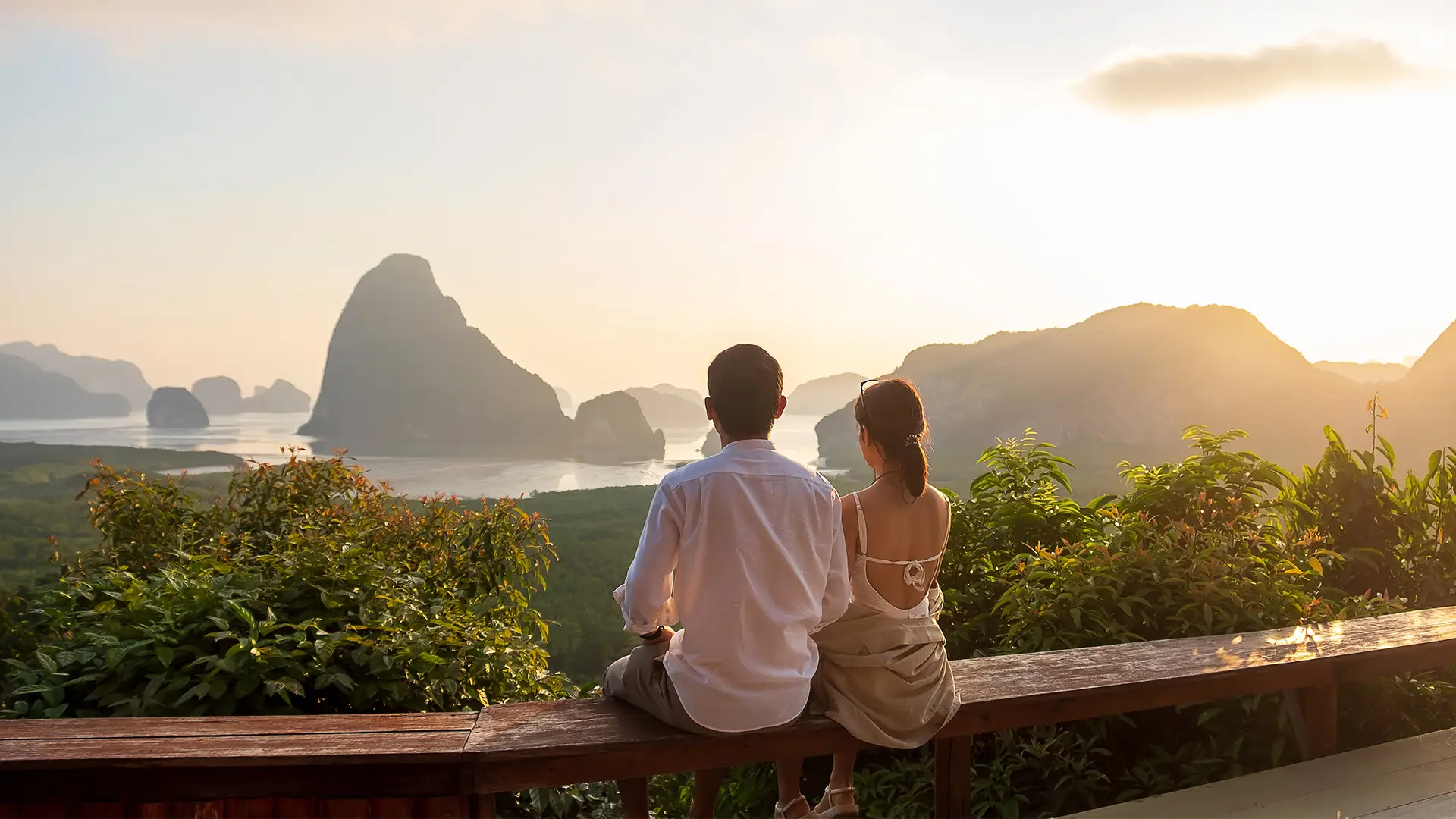 A Couple looking over Samet Nang She near Phuket, Thailand