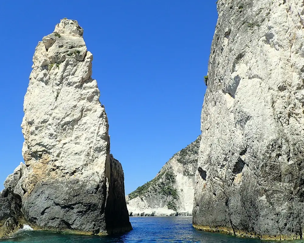 Rock formations off of the coast of Zante