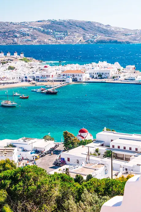 An Aerial View of The Hora on Mykonos