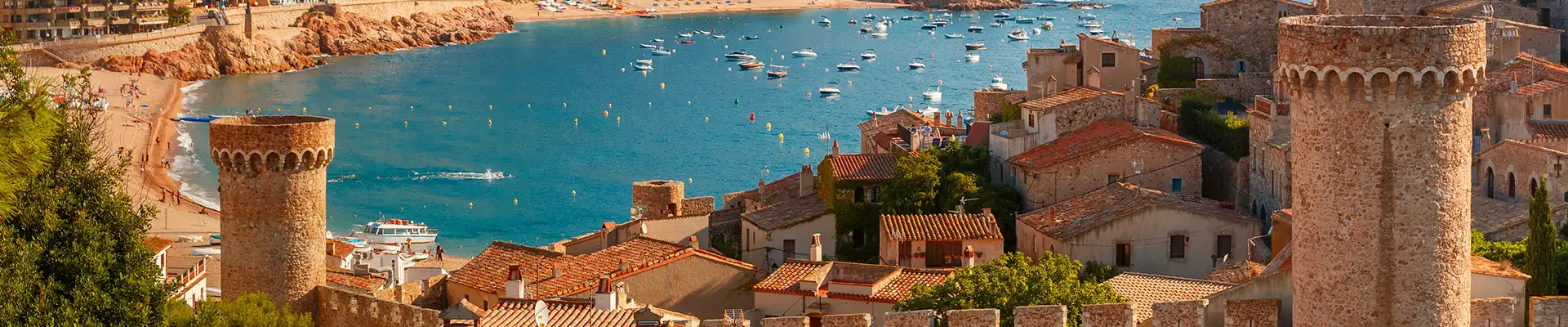A view of Fortress Vila Vella and Badia de Tossa bay in Costa Brava, Catalonia, Spain