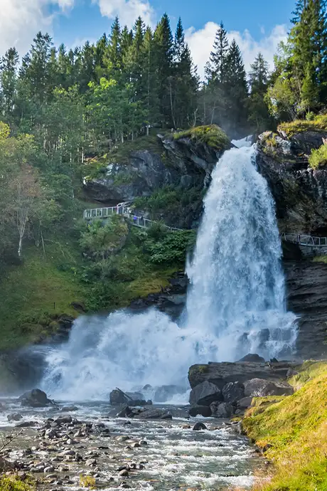 A View of a Waterfall in Flaam, Norway