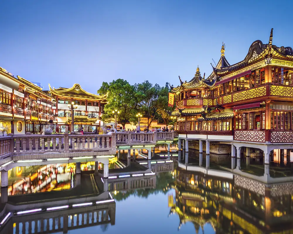 A View of Traditional Chinese Buildings in Shanghai