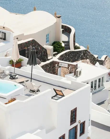 The Iconic white buildings of Santorini