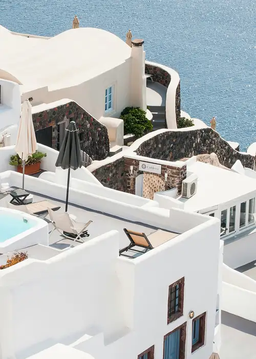 The Iconic white buildings of Santorini